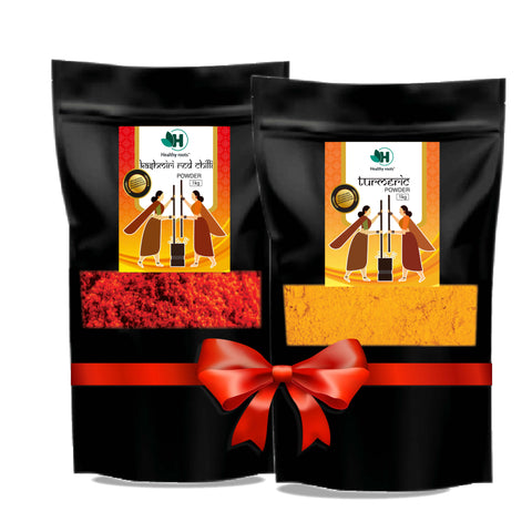 Kashmiri Red Chilli Powder 1kg and Turmeric Powder 1kg Combo - Healthy Roots