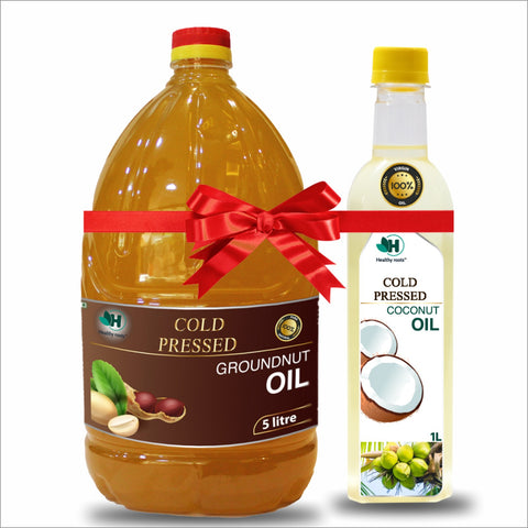 Cold Pressed Groundnut Oil 5L and Coconut Oil 1L Combo – Healthy Roots