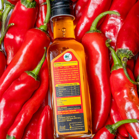 Red Chilli Oil | Cold Pressed Sunflower Oil Infused with Premium Red Chillies